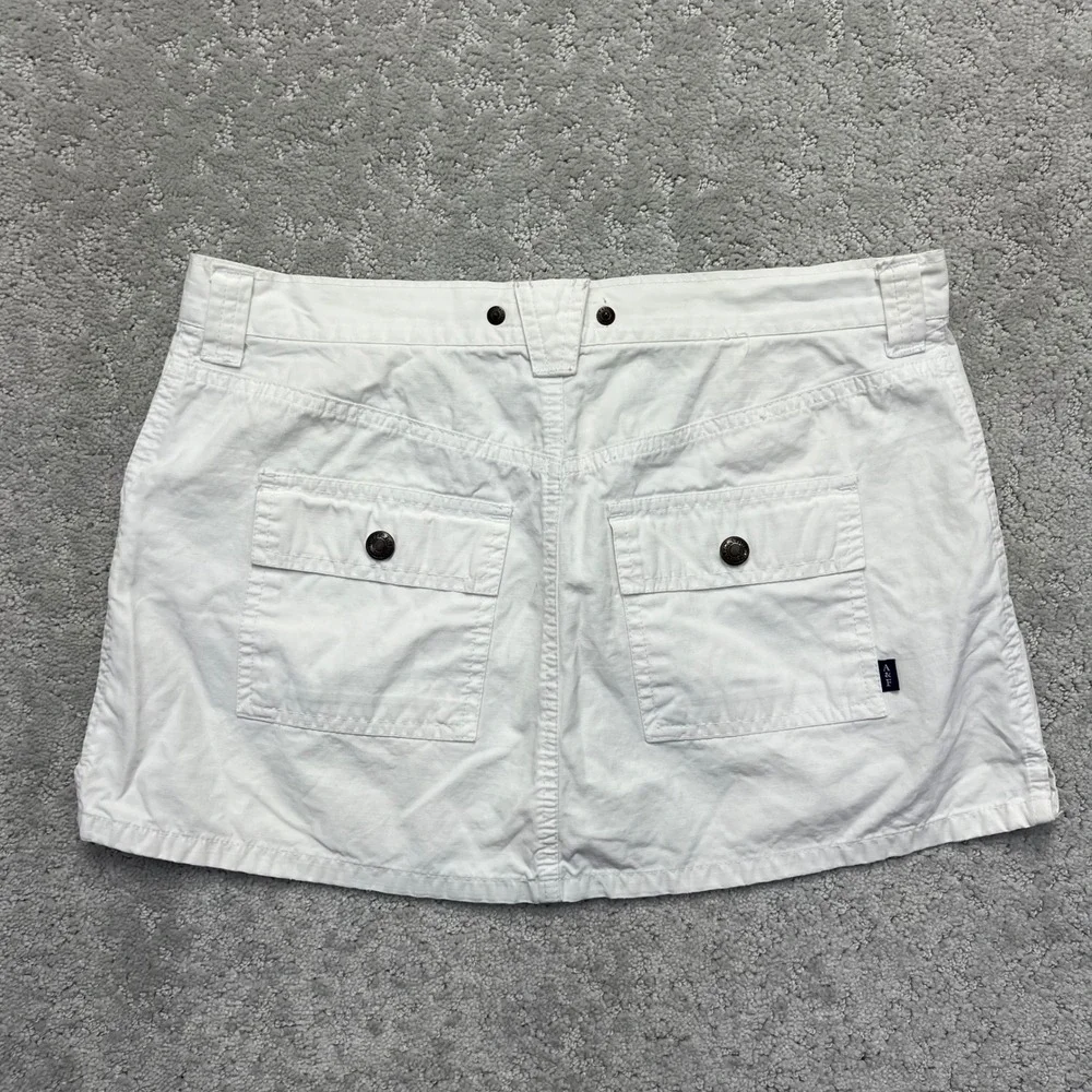 Abercrombie & Fitch Mini Skirt Womens 2 White Cotton Button Snap Front Micro Y2K